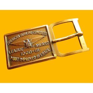 Vintage Belt Buckle American Bowling Congress - Most Improved 1960/61 Brass